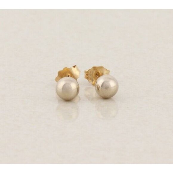 14k Yellow Gold 4.8mm Ball Bead Earrings Stud Post - Picture 3 of 8